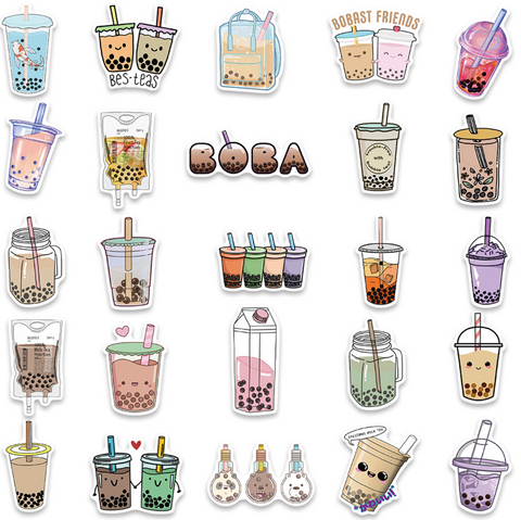 Bubble Tea Vinyl Stickers 50pc