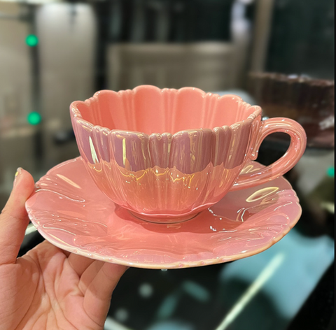 Flower Petal Ceramic Cup and Saucer