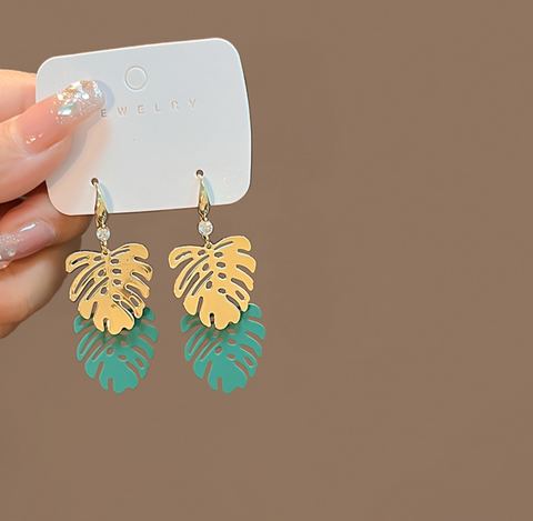 Palm Leaf Dangle Earring