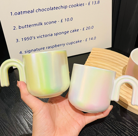 Rainbow and Bow Chrome Ceramic Cup and Saucer