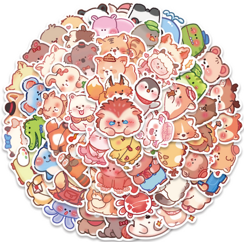 Sweet Animal Vinyl Stickers 60pc
