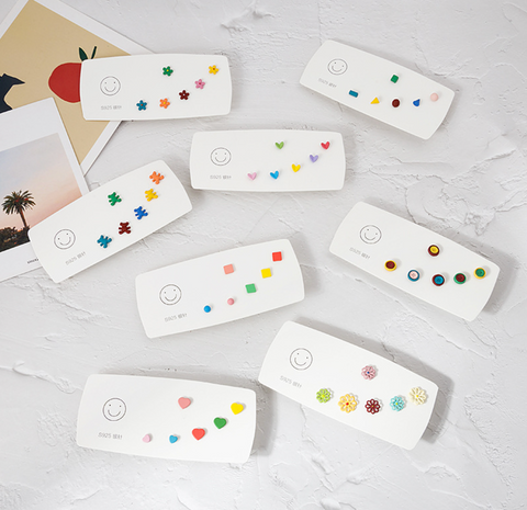 Colorful Heart Six Pc Pack Earring