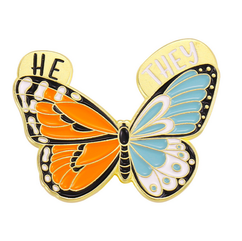Butterfly Pronoun Pin