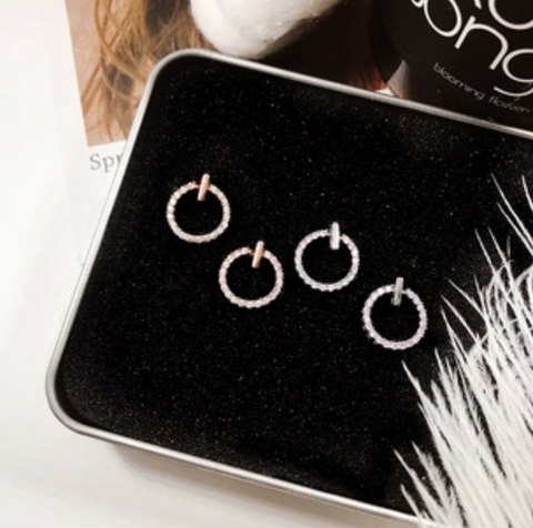 Crystal Gold Circle Clip Earring
