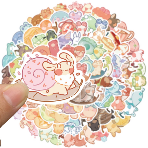 Dessert Snail Vinyl Sticker 50pc