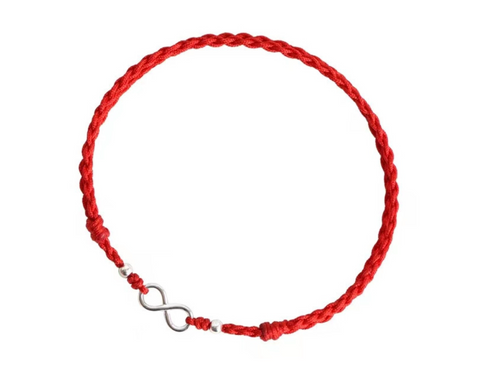 Silver Infinity Red Braided Bracelet