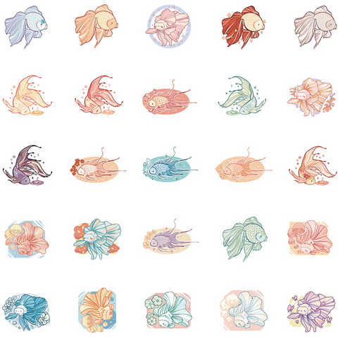 Betta Fish Vinly Sticker 50pc