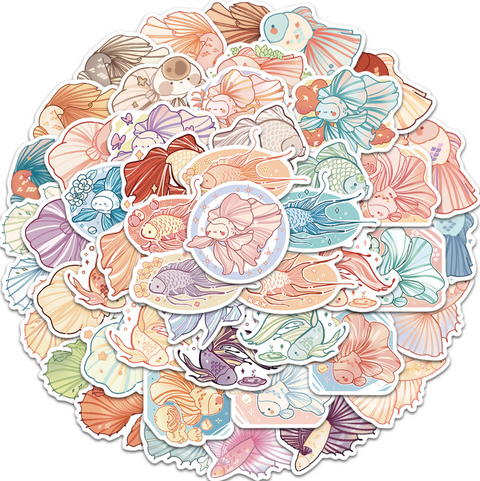 Betta Fish Vinly Sticker 50pc
