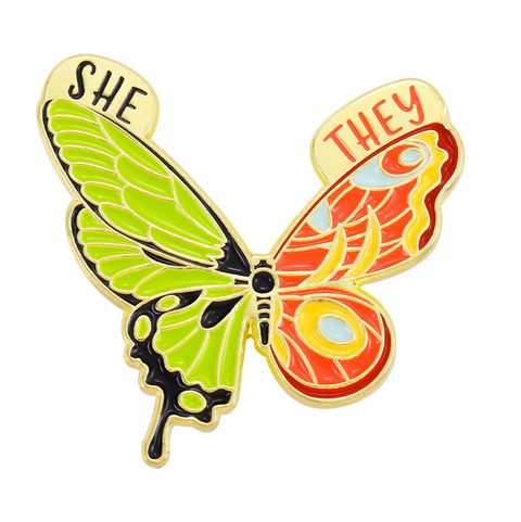 Butterfly Pronoun Pin