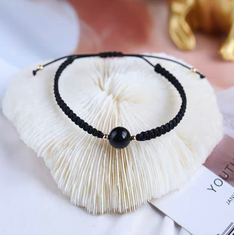 Full Black Braided Bead Bracelet