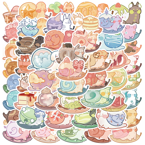 Dessert Snail Vinyl Sticker 50pc
