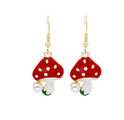 Mushroom Pearl Dangle Earring