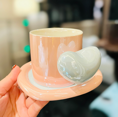 Heart Ceramic Cup and Saucer