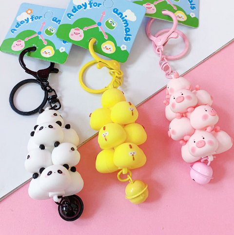 Stacked Bell Animal Keychain