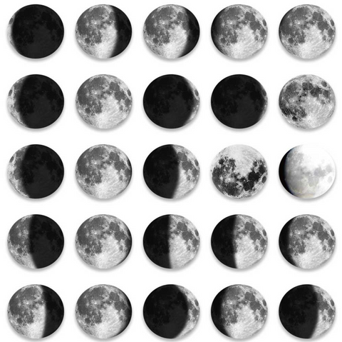 Moon Phases Vinyl Stickers 50pc