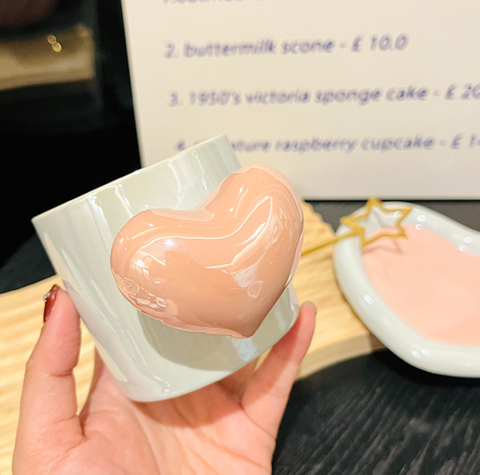 Heart Ceramic Cup and Saucer