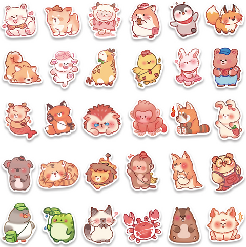 Sweet Animal Vinyl Stickers 60pc