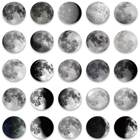 Moon Phases Vinyl Stickers 50pc