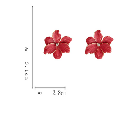 Red Flower Earring