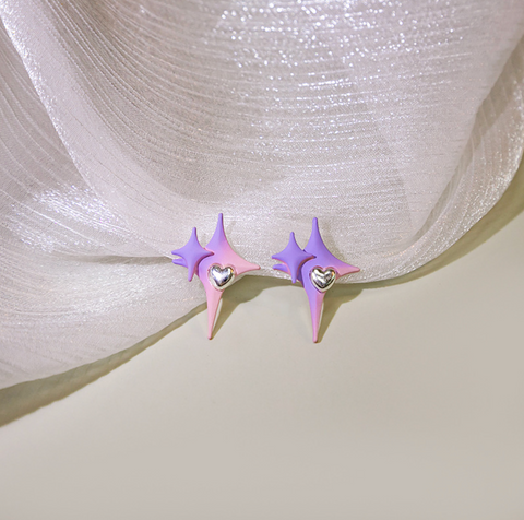 Purple Pink Star Stud Earring