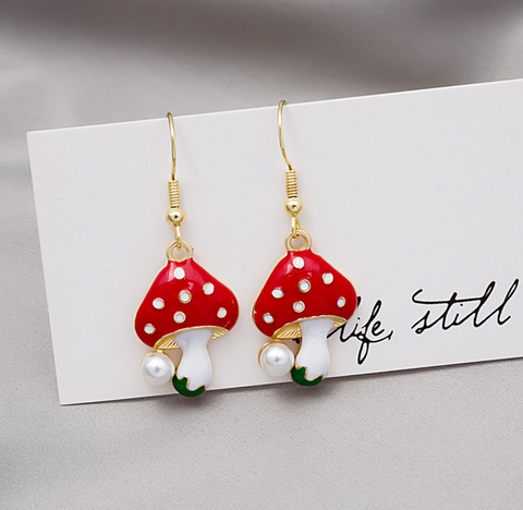 Mushroom Pearl Dangle Earring