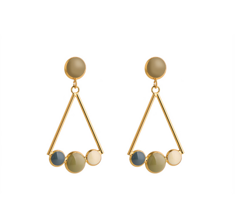 Green Gold Enamel Dangle Earring