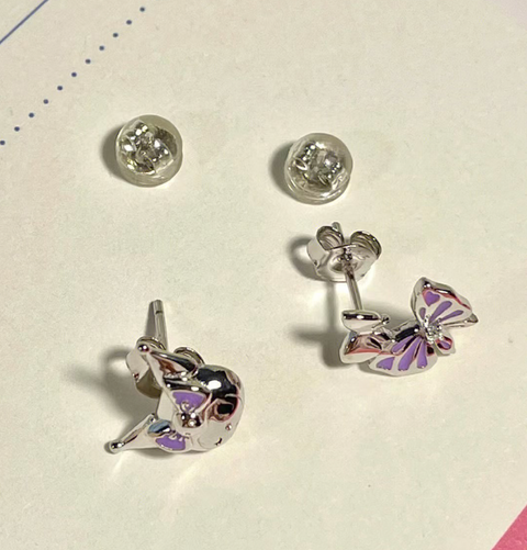 Silver Kuromi Purple Earring