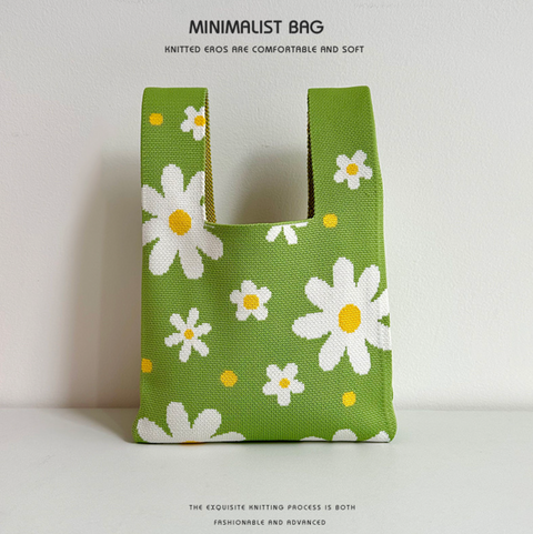 Bright Floral Knit Hand Bag