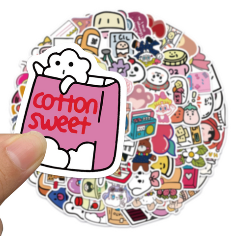 Cartoon Faces Stickers 50pc