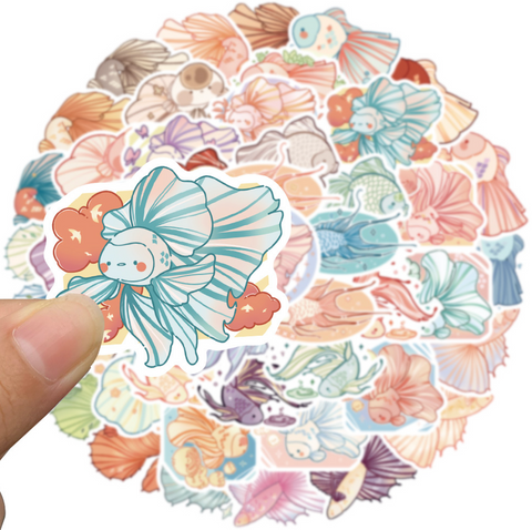 Betta Fish Vinly Sticker 50pc