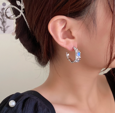 Glass Circle Hoop Earring