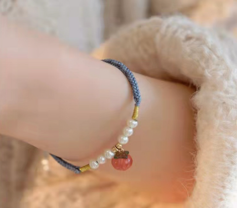 Persimmon Blue Braided Bracelet