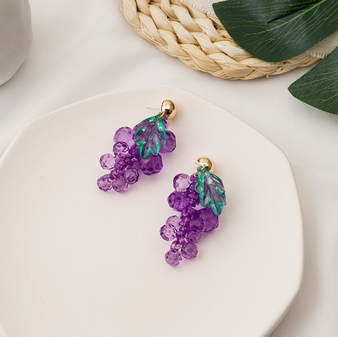 Purple Grape Dangle Earring