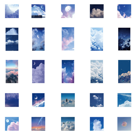 Blue Cloud Sky Stickers 56pc