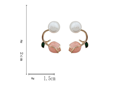Pink Tulip Gold Earring