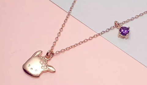 Pucchacho Purple Crystal Rose Gold Necklace