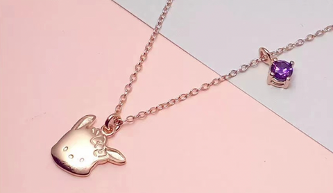 Pucchacho Purple Crystal Rose Gold Necklace