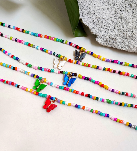 Butterfly Pearl Beaded Necklace