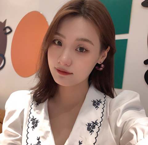 Red Flower Hoop Earring