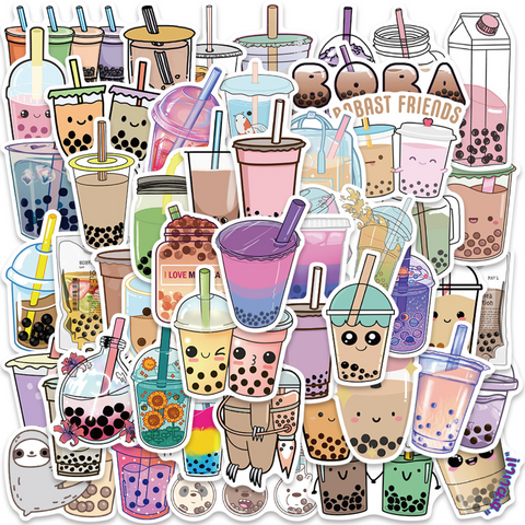 Bubble Tea Vinyl Stickers 50pc