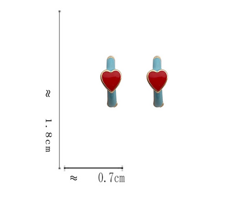 Red Heart Blue Earring