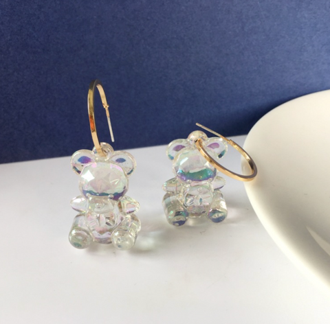 Clear Jelly Bear Earring