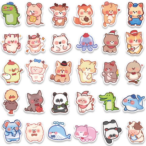 Sweet Animal Vinyl Stickers 60pc