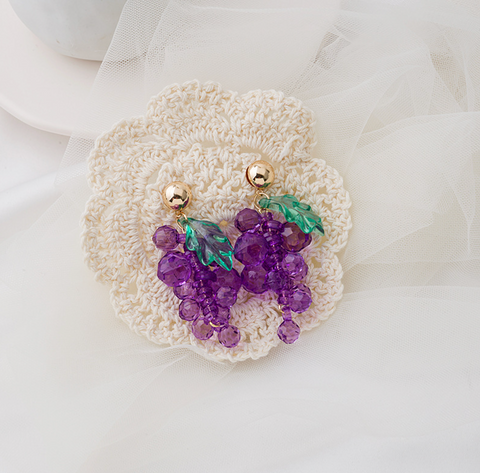 Purple Grape Dangle Earring