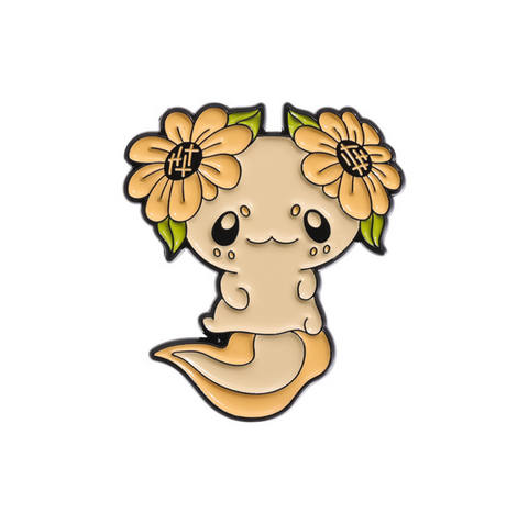 Sunflower Axolotl Pin