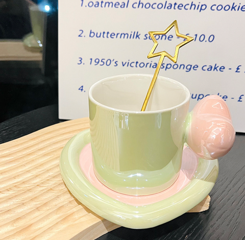 Heart Ceramic Cup and Saucer