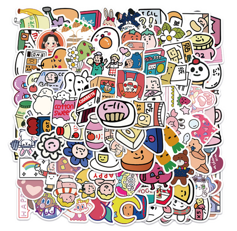 Cartoon Faces Stickers 50pc