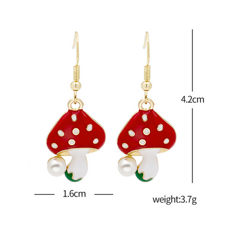 Mushroom Pearl Dangle Earring