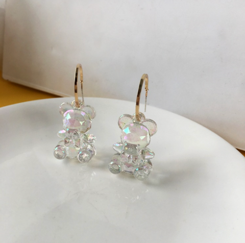 Clear Jelly Bear Earring