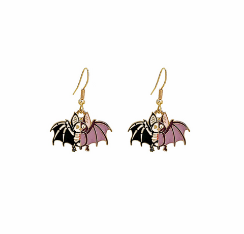 Skeleton Bat Dangle Earring